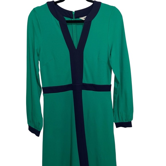 Boden Dress Womens Size 8 R US Catherine Ponte Colorblock Kelly Green Navy Blue - Picture 3 of 13
